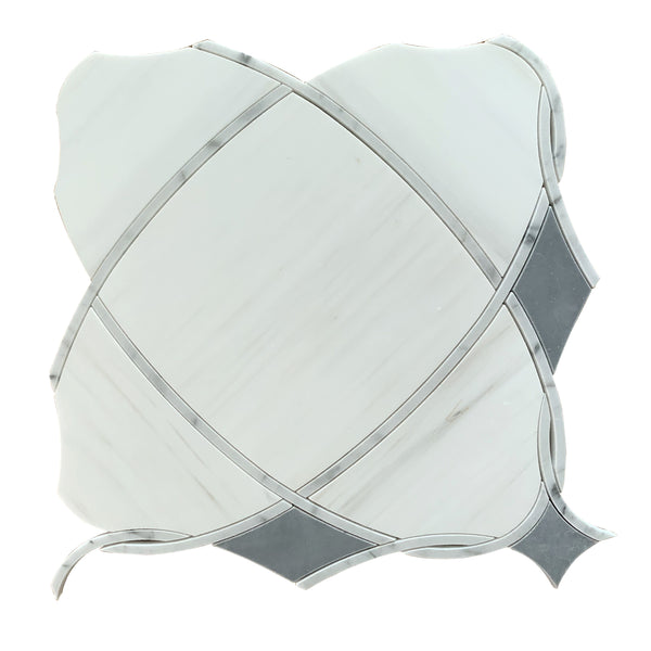 Astral White Dolomite & Palissandro 12-in x 12-in Polished Waterjet Mosaic Floor and Wall Tile(1-sq. ft/ Piece)