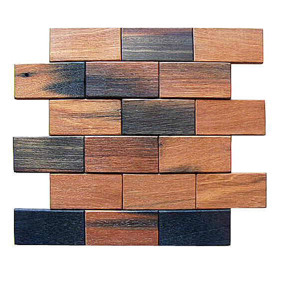 12-in x 12-in Brick Pattern Antique Wood Mosaic Wall Tile(1-sq. ft/ Piece)