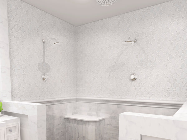 Carrara White & Thassos White 10-in x 14-in Waterjet Mosaic Floor and Wall Tile( 4.75 sq. ft. /Box )