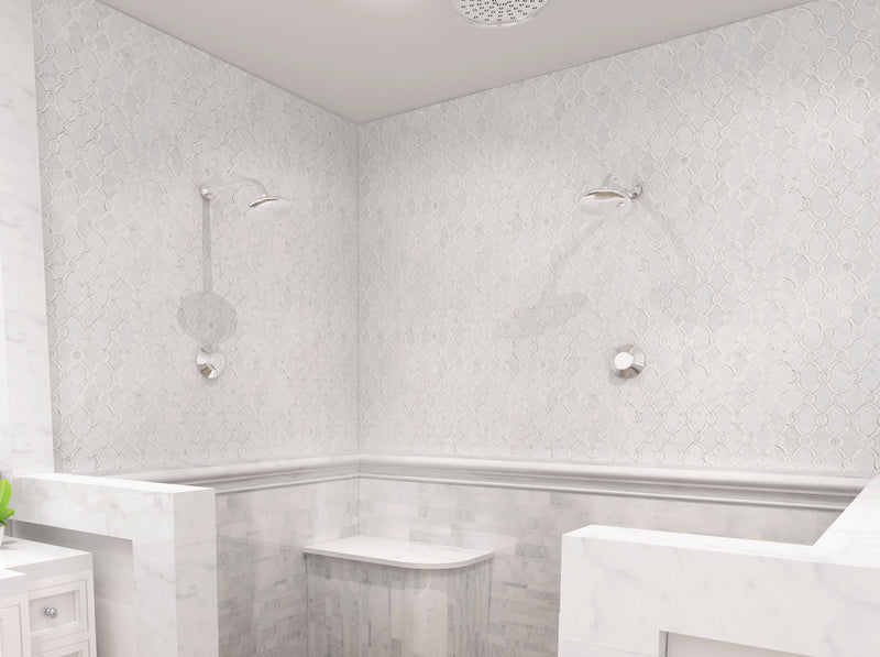 Carrara White & Thassos White 10-in x 14-in Waterjet Mosaic Floor and Wall Tile( 4.75 sq. ft. /Box )