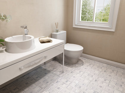 Zebra & Thassos White Marble 12-in x 12-in Waterjet Mosaic Floor and Wall Tile( 5 sq. ft. /Box )