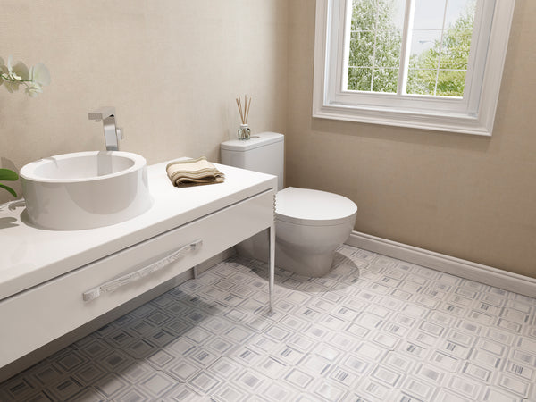 Zebra & Thassos White Marble 12-in x 12-in Waterjet Mosaic Floor and Wall Tile( 5 sq. ft. /Box )