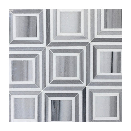 Zebra & Thassos White Marble 12-in x 12-in Waterjet Mosaic Floor and Wall Tile( 5 sq. ft. /Box )