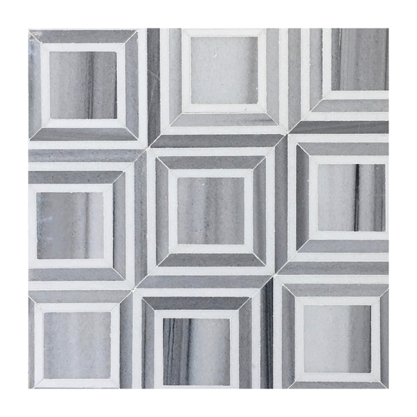 Zebra & Thassos White Marble 12-in x 12-in Waterjet Mosaic Floor and Wall Tile( 5 sq. ft. /Box )