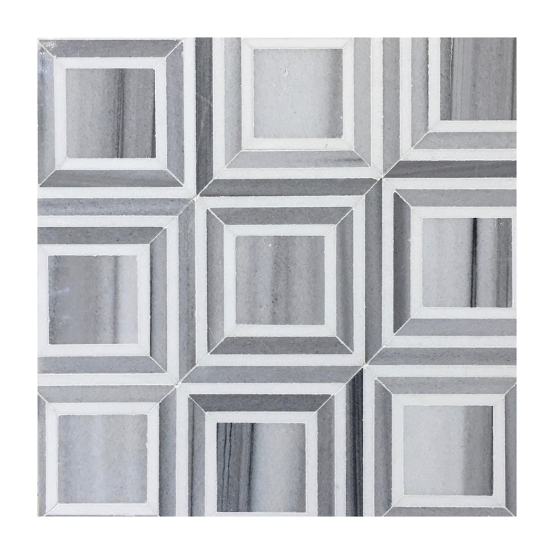 Zebra & Thassos White Marble 12-in x 12-in Waterjet Mosaic Floor and Wall Tile( 5 sq. ft. /Box )