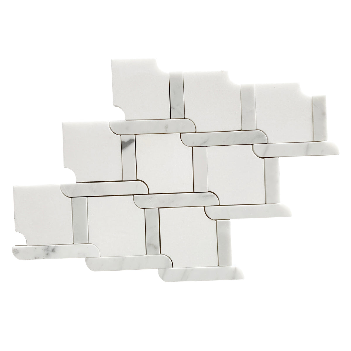 Thassos White & Carrara White 9-in x 9-in Waterjet Mosaic Floor and Wall Tile( 2.7 sq. ft. /Box )
