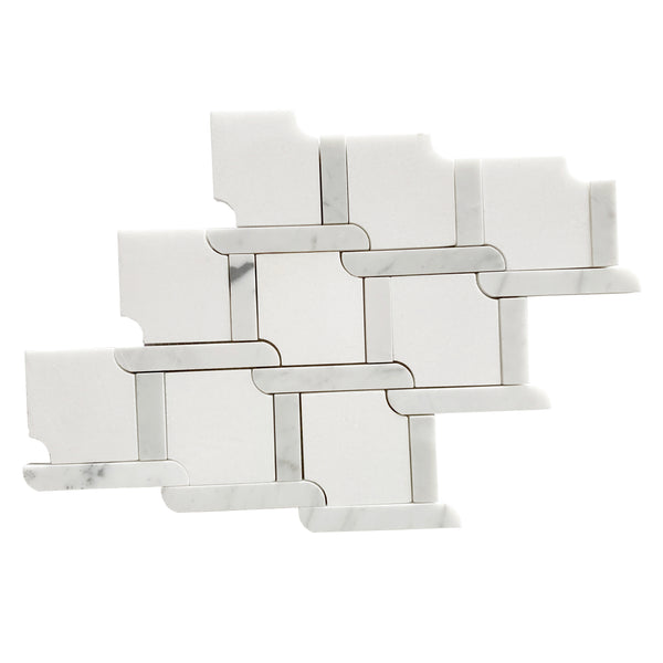 Thassos White & Carrara White 9-in x 9-in Waterjet Mosaic Floor and Wall Tile(0.54-sq. ft/ Piece)