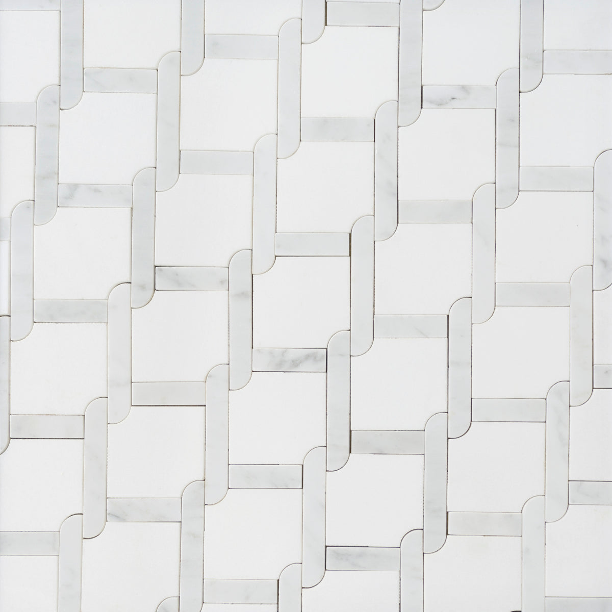 Thassos White & Carrara White 9-in x 9-in Waterjet Mosaic Floor and Wall Tile( 2.7 sq. ft. /Box )