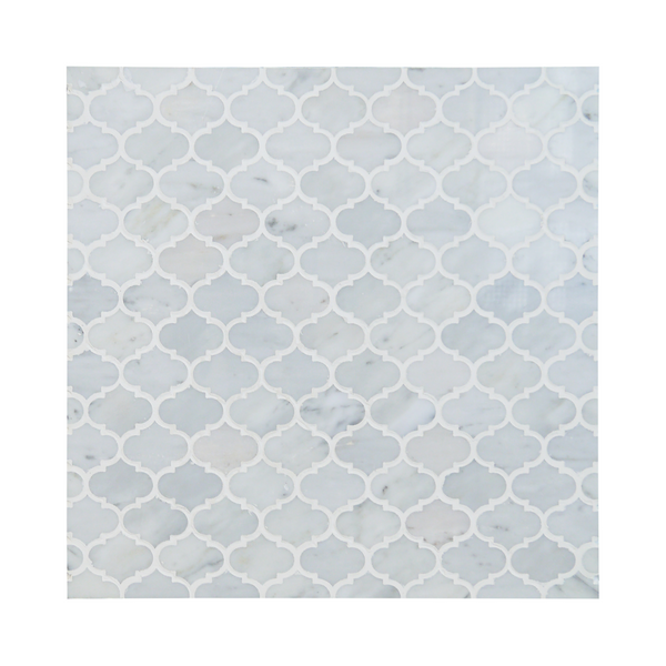 Mini Arabesque Carrara White Waterjet Mosaic Wall Tile - Sample (Product Shown is Full Size)
