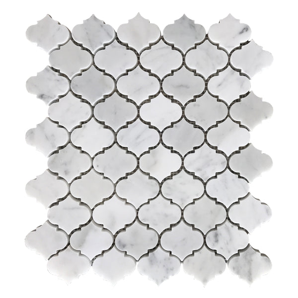 Mini Arabesque Carrara White 10-in x 11-in Waterjet Mosaic Wall Tile(0.76-sq. ft/ Piece)