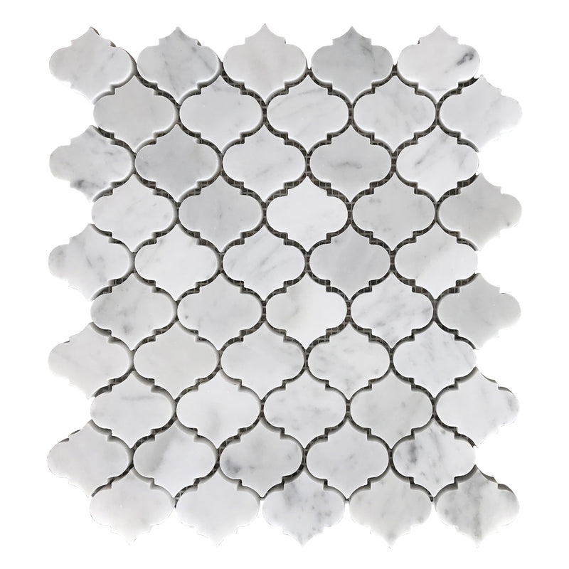 Mini Arabesque Carrara White 10-in x 11-in Waterjet Mosaic Wall Tile( 3.8 sq. ft. /Box )