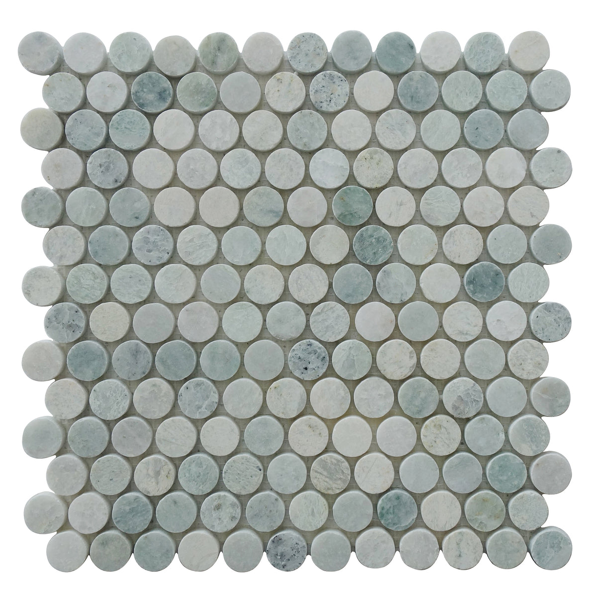 1-in Ming Green Penny Circle 12-in x 12-in Polished Marble Mosaic Floor and Wall Tile( 5 sq. ft. /Box )