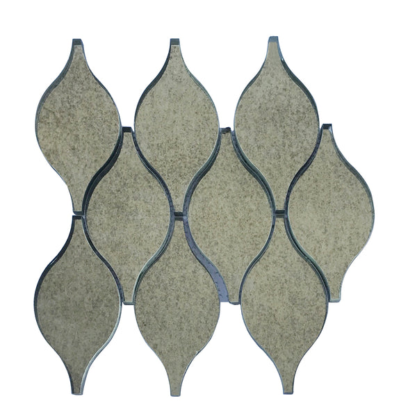 Soft Harmony Feathers Antique Mirror 9-in x 10-in Glass Mosaic Wall Tile(1-sq. ft/ Piece)