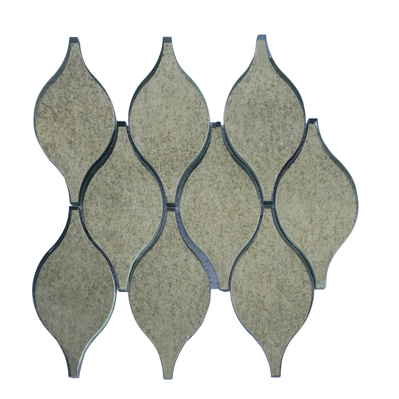Soft Harmony Feathers Antique Mirror 9-in x 10-in Glass Mosaic Wall Tile( 10 sq. ft. /Box )