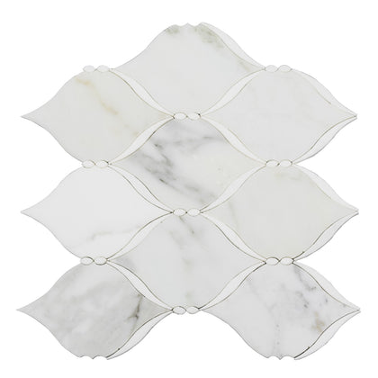 Dewdrop Thassos & Calacatta 13-in x 13-in Waterjet Mosaic Floor and Wall Tile( 5.85 sq. ft. /Box )