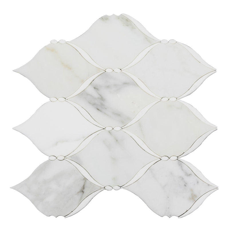Dewdrop Thassos & Calacatta 13-in x 13-in Waterjet Mosaic Floor and Wall Tile( 5.85 sq. ft. /Box )