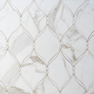 Dewdrop Thassos & Calacatta Waterjet Mosaic
