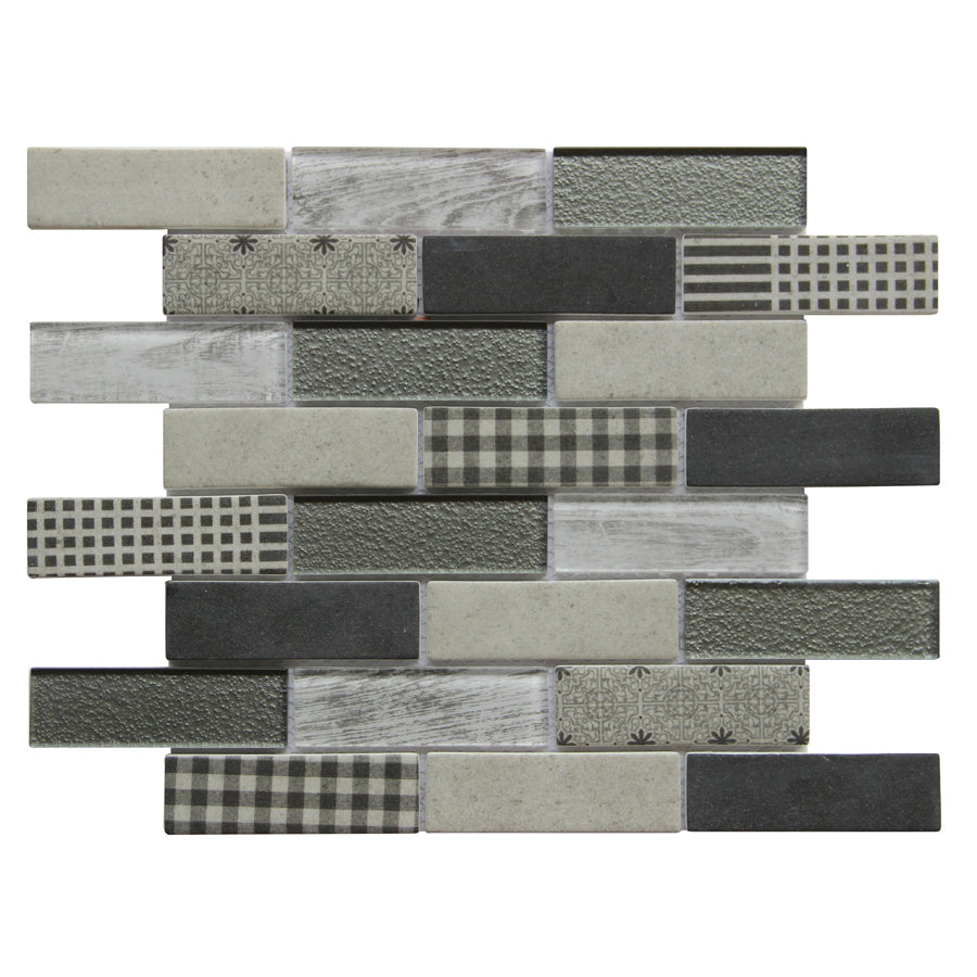 French Gingham Brick 12-in x 10-in Glass Mosaic Wall Tile( 8.3 sq. ft. /Box )
