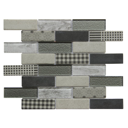 French Gingham Brick 12-in x 10-in Glass Mosaic Wall Tile( 8.3 sq. ft. /Box )