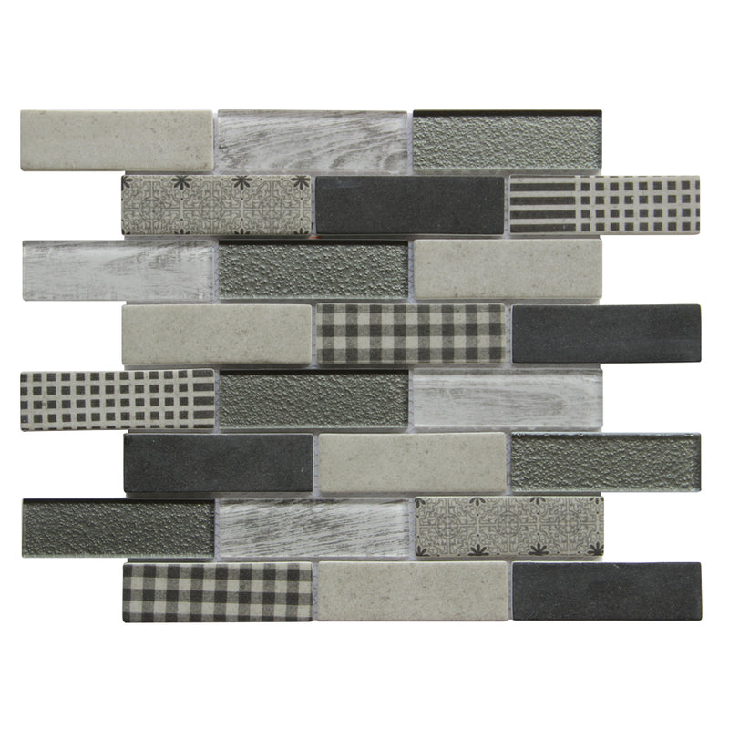 French Gingham Brick 12-in x 10-in Glass Mosaic Wall Tile( 8.3 sq. ft. /Box )