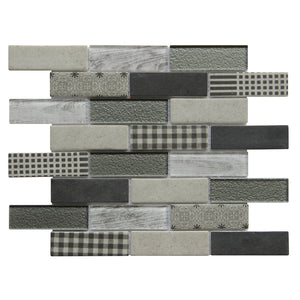 French Gingham Brick Glass Mosaic