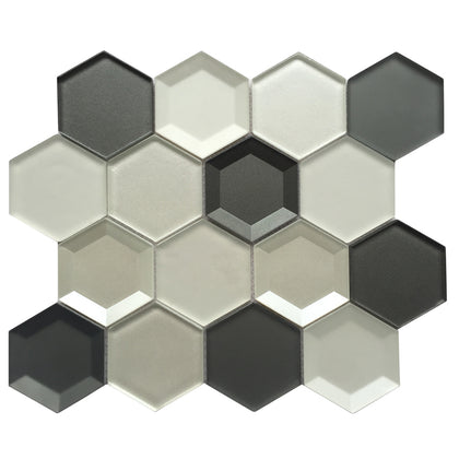 Mixed 3D Hexagon 10-in x 12-in Glass Mosaic Wall Tile( 8.3 sq. ft. /Box )