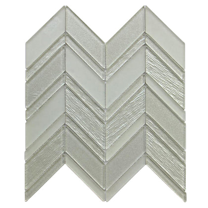 Silver Chevron Metallic Champagne 12-in x 12-in Glass Mosaic Wall Tile( 10 sq. ft. /Box )