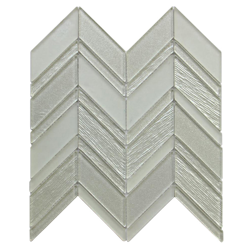Silver Chevron Metallic Champagne 12-in x 12-in Glass Mosaic Wall Tile( 10 sq. ft. /Box )