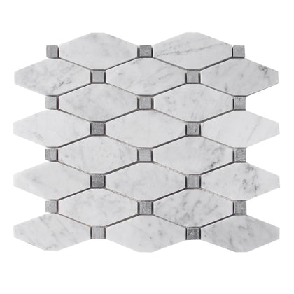 Carrara White Octagon 12-in x 11-in Polished Marble Mosaic Floor and Wall Tile( 4.6 sq. ft. /Box )