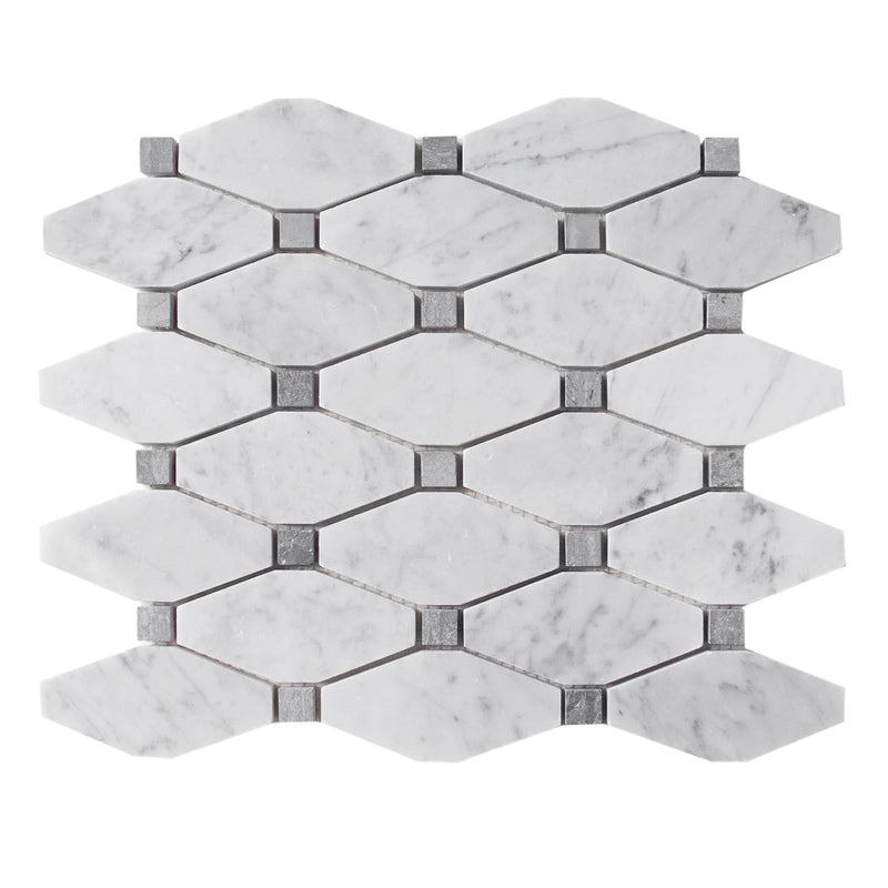 Carrara White Octagon 12-in x 11-in Polished Marble Mosaic Floor and Wall Tile( 4.6 sq. ft. /Box )