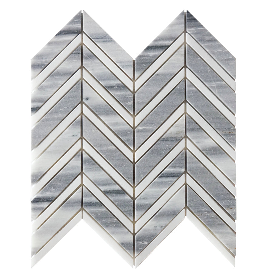 Marmara Chevron 12-in x 12-in Marble Mosaic Floor and Wall Tile( 5 sq. ft. /Box )