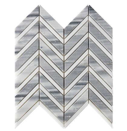 Marmara Chevron 12-in x 12-in Marble Mosaic Floor and Wall Tile( 5 sq. ft. /Box )