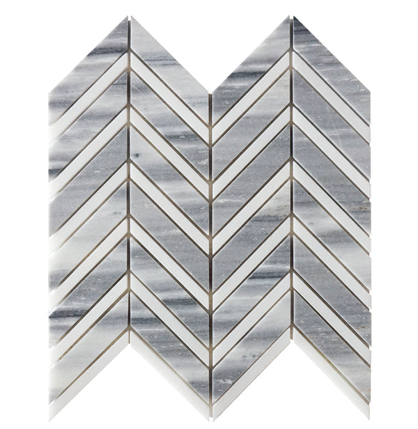Marmara Chevron 12-in x 12-in Marble Mosaic Floor and Wall Tile(1-sq. ft/ Piece)