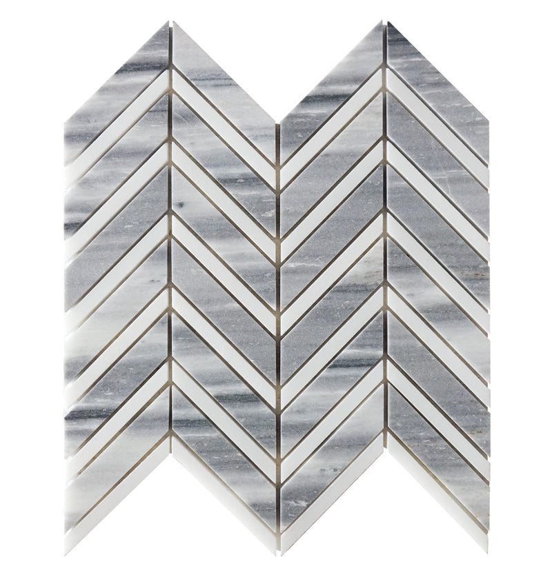 Marmara Chevron 12-in x 12-in Marble Mosaic Floor and Wall Tile( 5 sq. ft. /Box )