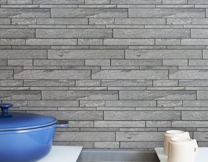 Mountain Blue Random Strip 13-in x 12-in Honed Marble Mosaic Floor and Wall Tile( 5.4 sq. ft. /Box )
