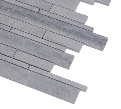Mountain Blue Random Strip 13-in x 12-in Honed Marble Mosaic Floor and Wall Tile( 5.4 sq. ft. /Box )