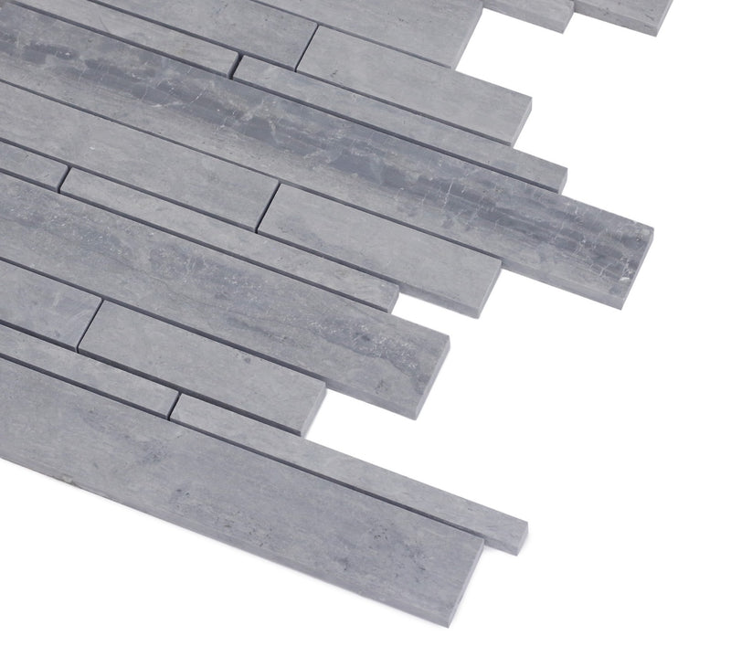 Mountain Blue Random Strip Honed Marble Mosaic Floor and Wall Tile - Sample (Product Shown is Full Size)