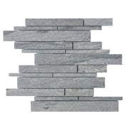 Mountain Blue Random Strip 13-in x 12-in Honed Marble Mosaic Floor and Wall Tile( 5.4 sq. ft. /Box )