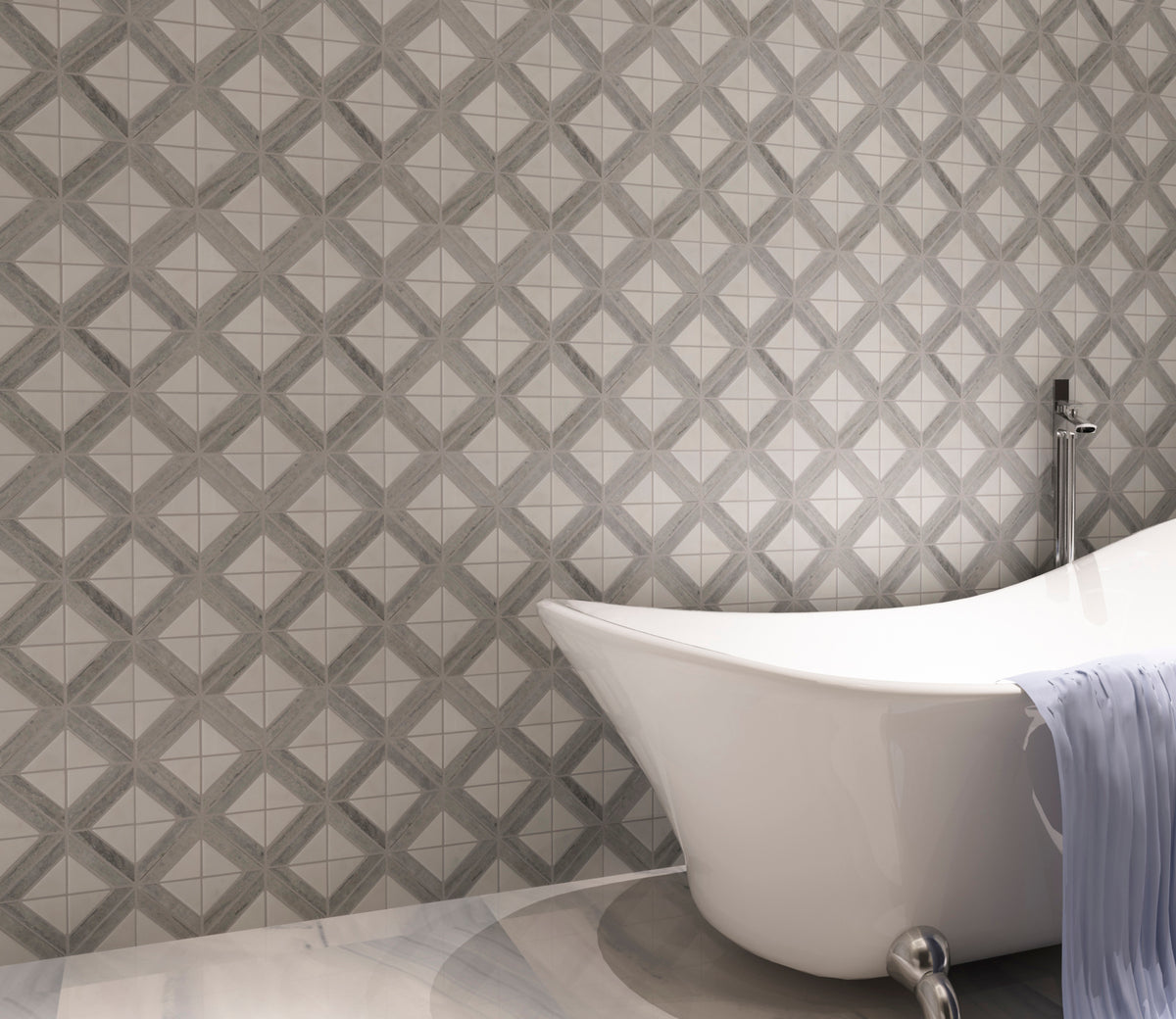 Rubik Cube Pattern 12-in x 12-in Marble Mosaic Floor and Wall Tile( 5 sq. ft. /Box )