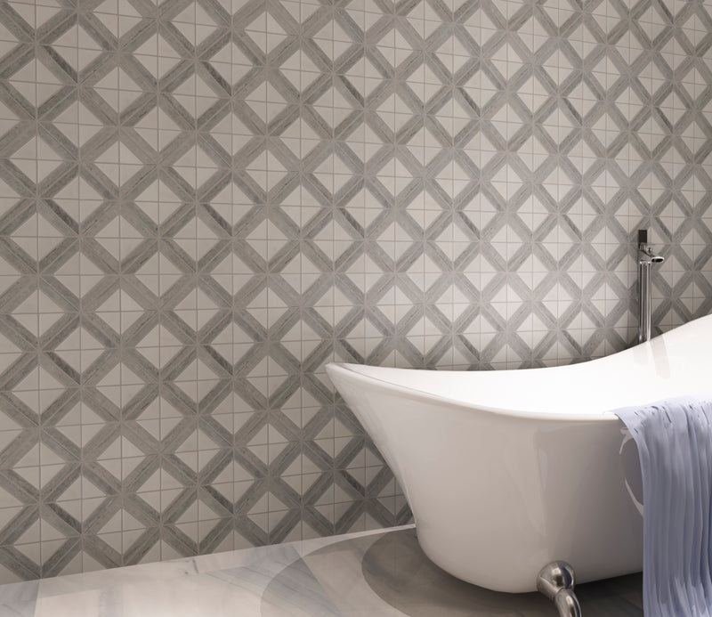 Rubik Cube Pattern 12-in x 12-in Marble Mosaic Floor and Wall Tile( 5 sq. ft. /Box )