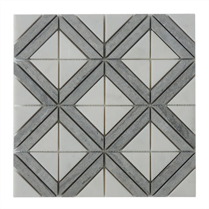 Rubik Cube Pattern 12-in x 12-in Marble Mosaic Floor and Wall Tile( 5 sq. ft. /Box )