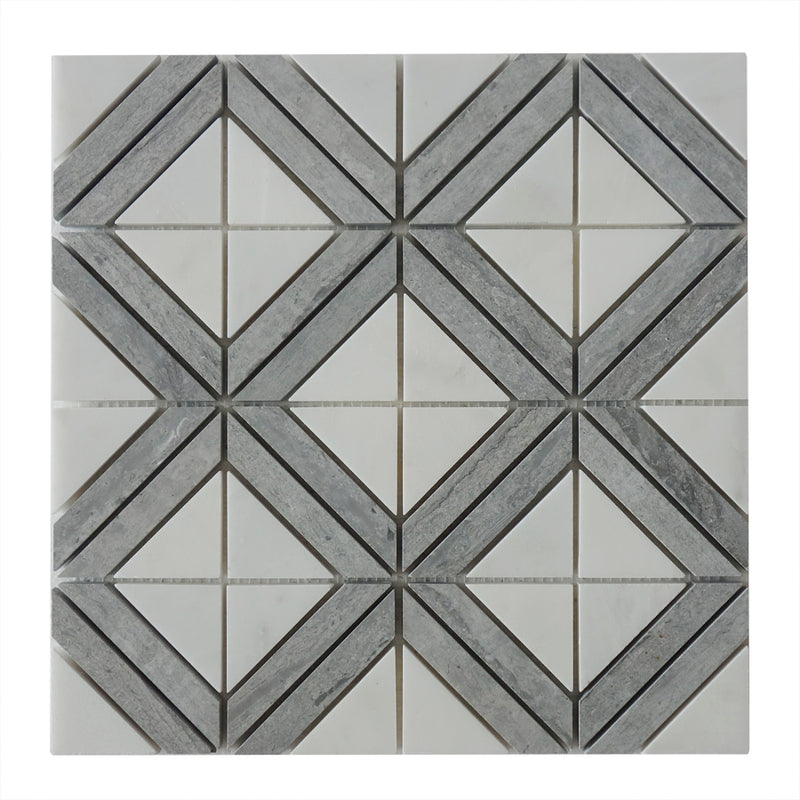 Rubik Cube Pattern 12-in x 12-in Marble Mosaic Floor and Wall Tile( 5 sq. ft. /Box )