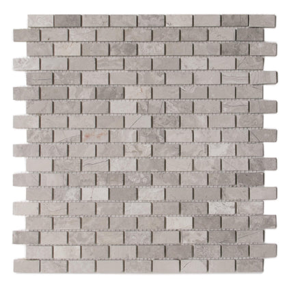 Wooden Mini Brick 12-in x 12-in Marble Mosaic Wall Tile( 10 sq. ft. /Box )