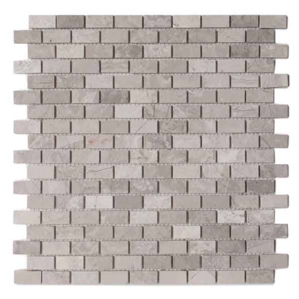 Wooden Mini Brick 12-in x 12-in Marble Mosaic Wall Tile(1-sq. ft/ Piece)