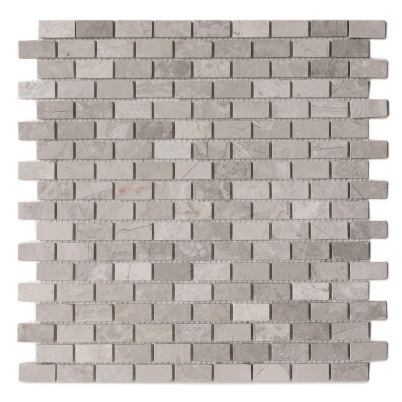 Wooden Mini Brick 12-in x 12-in Marble Mosaic Wall Tile( 10 sq. ft. /Box )