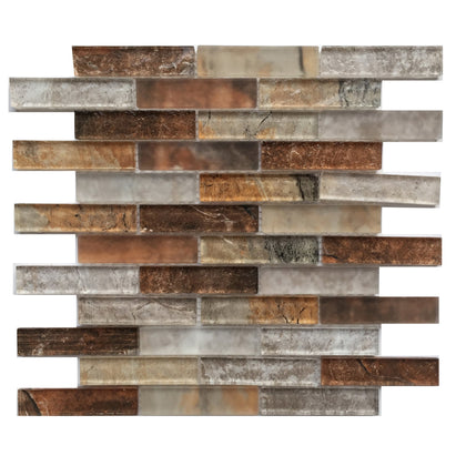 Gray Umber Textured Mixed Color Glass 12-in x 12-in Mosaic Wall Tile( 10 sq. ft. /Box )