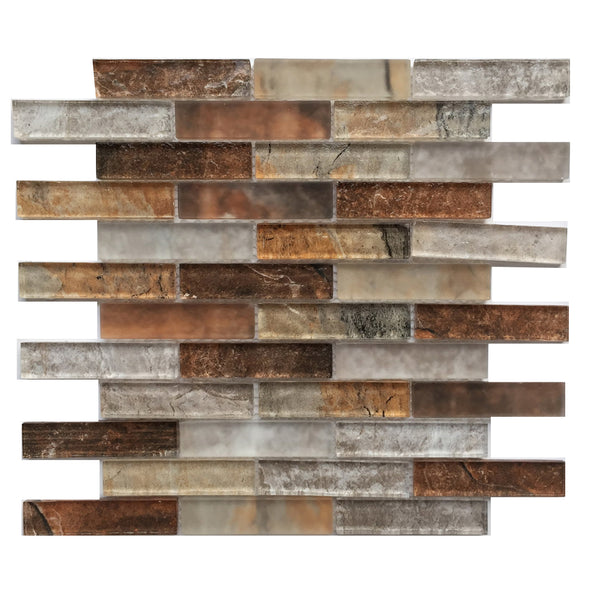 Gray Umber Textured Mixed Color Glass 12-in x 12-in Mosaic Wall Tile(1-sq. ft/ Piece)