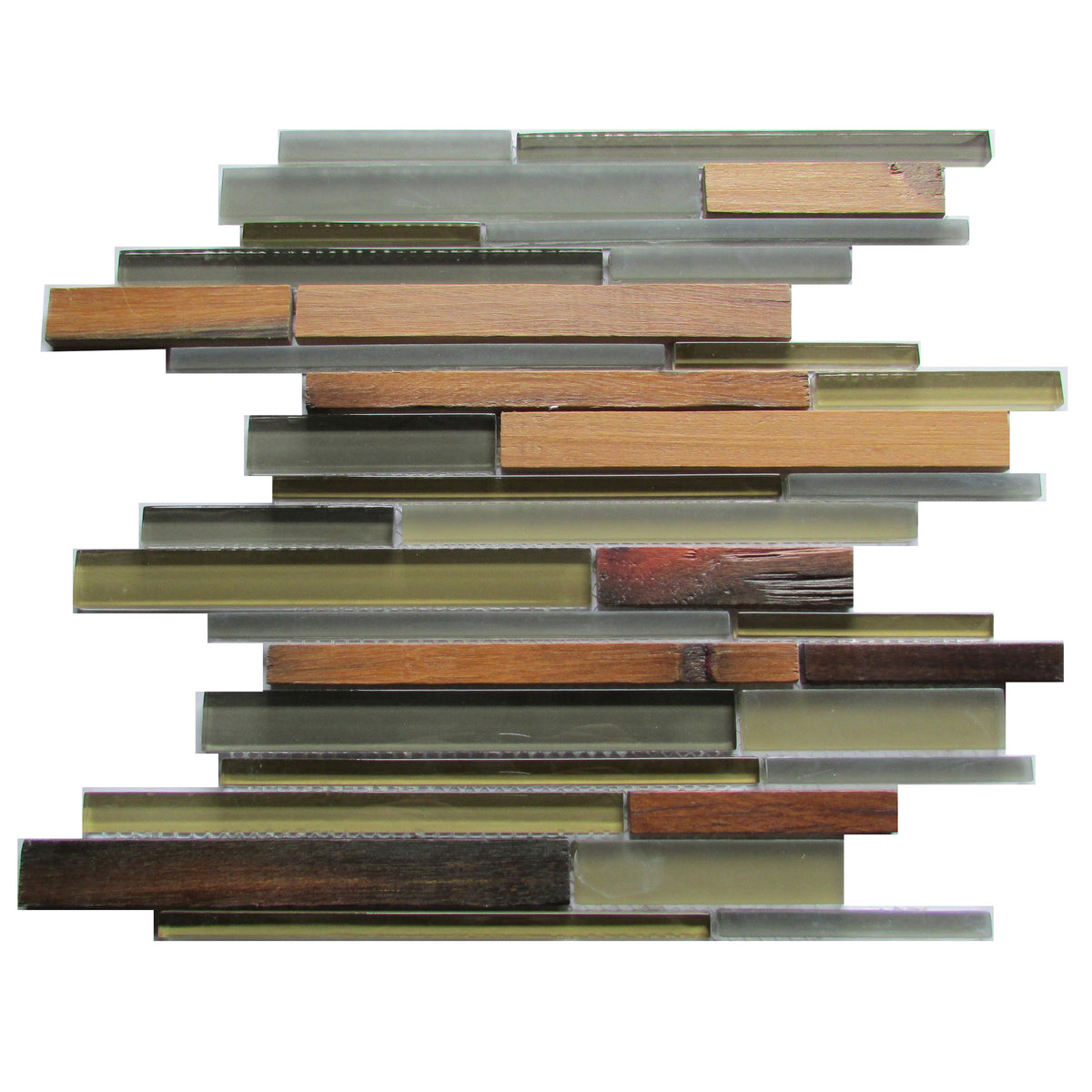 Ambergris Reed Mixed Media Random Strips 12-in x 12-in Glass Mosaic Wall Tile( 10 sq. ft. /Box )