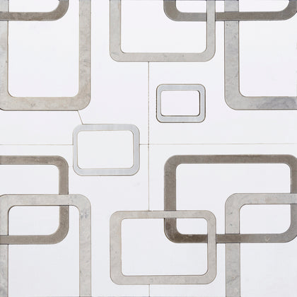 Warhol Thassos & Tunisian Gray 12-in x 11-in Waterjet Mosaic Floor and Wall Tile( 4.6 sq. ft. /Box )