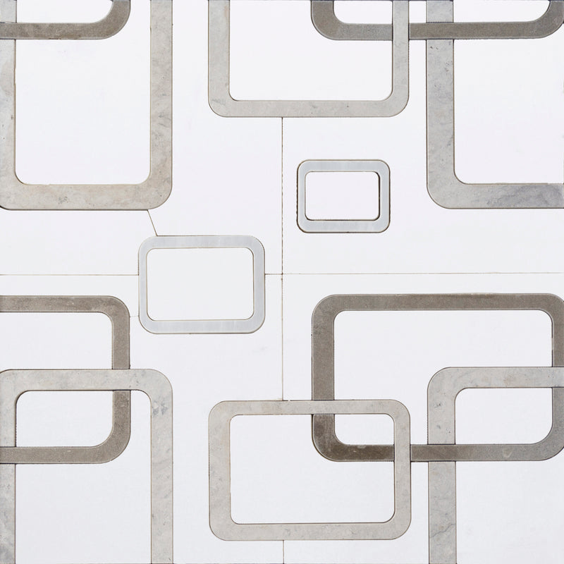 Warhol Thassos & Tunisian Gray 12-in x 11-in Waterjet Mosaic Floor and Wall Tile( 4.6 sq. ft. /Box )